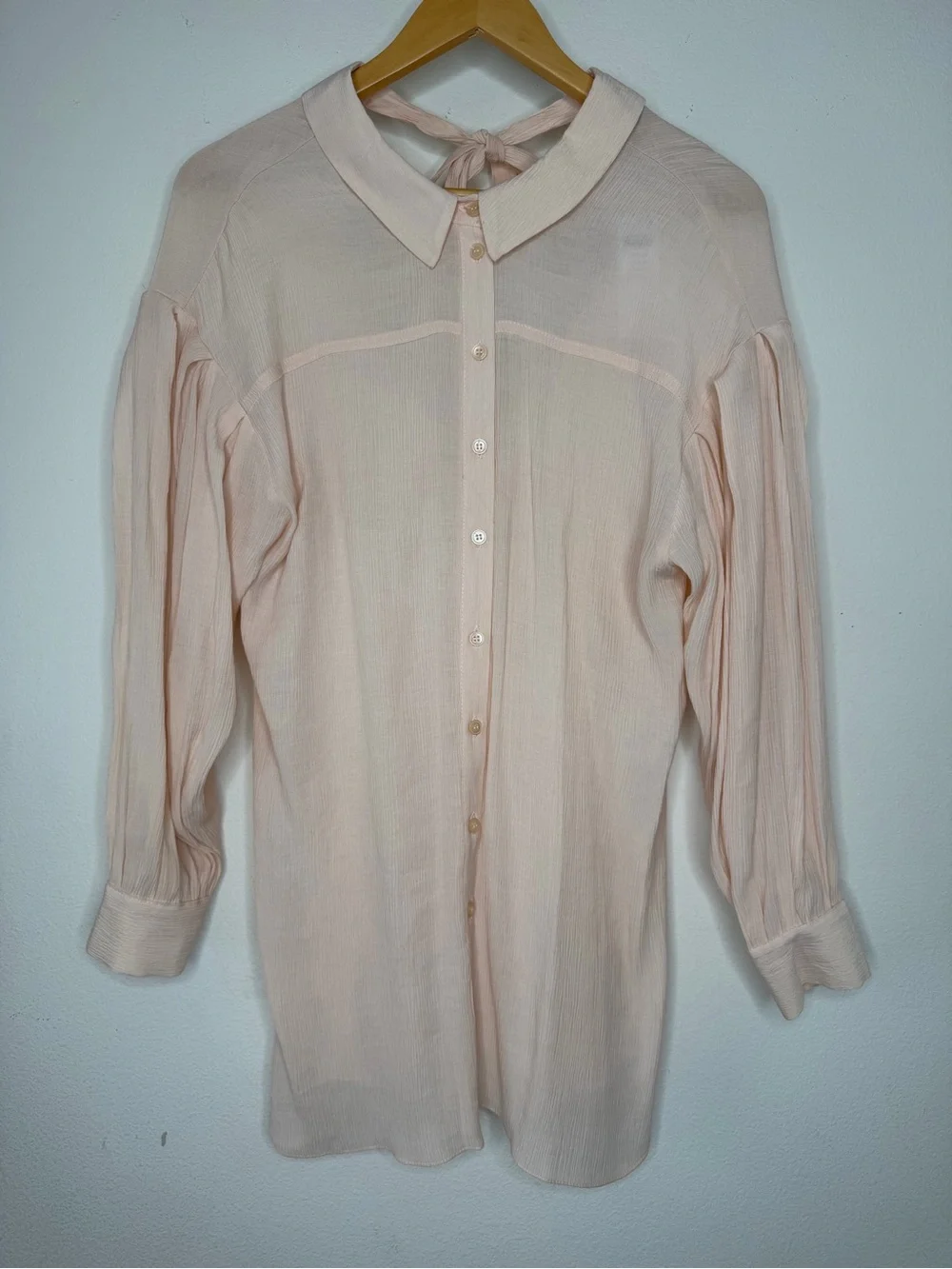 New Topshop Tie Back Oversized Shirt Blush Pink Size 4